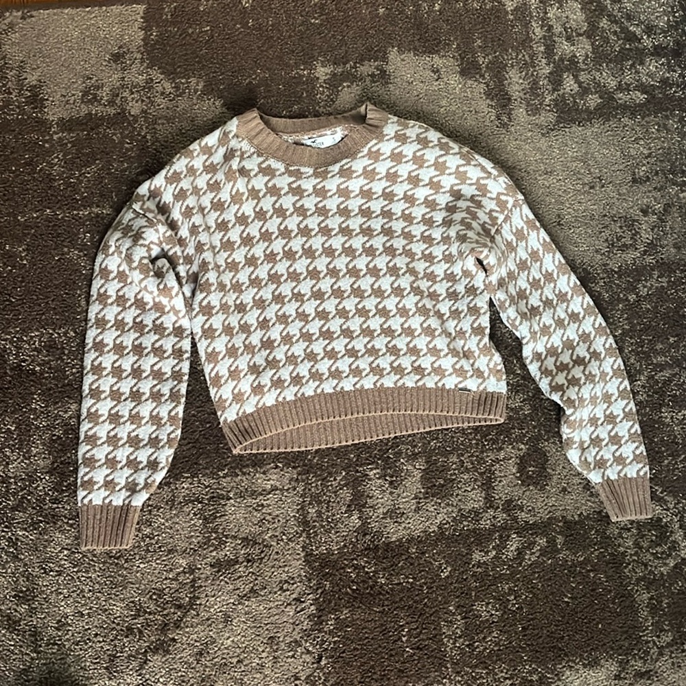 Tan and white design sweater
